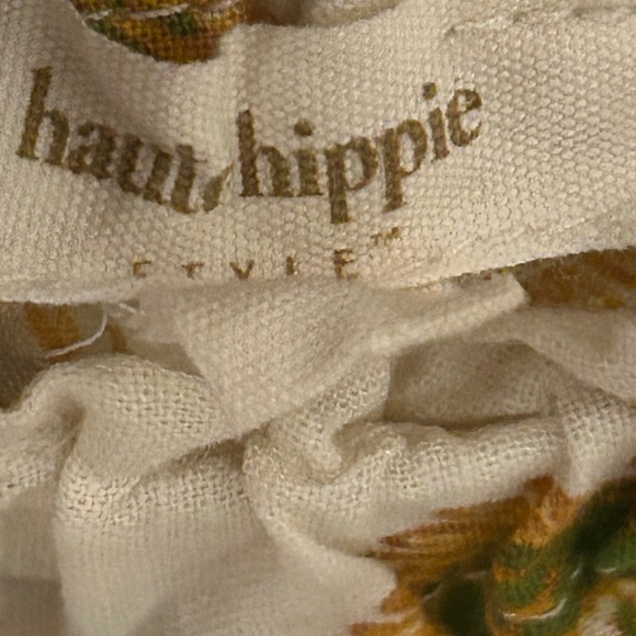 Haute Hippie Cream Blouse with Green & Gold Paisley Motif - Picture 8 of 11